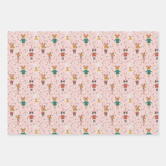 フェスティバルアニマルフレンズクリスマスパターン ラッピングペーパーシート (正面2)