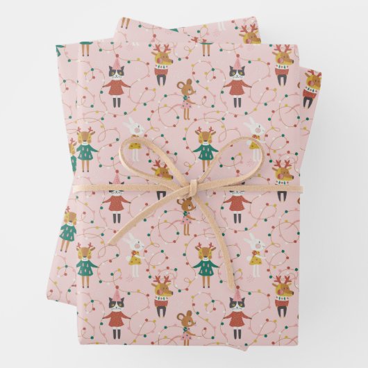 フェスティバルアニマルフレンズクリスマスパターン ラッピングペーパーシート (インサイチュ)