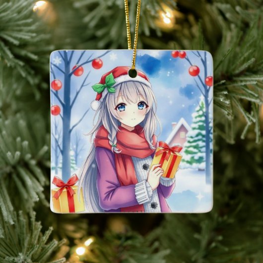 フェスティバルアニメガールお洒落インヴィレッジクリスマス セラミックオーナメント (ツリー)