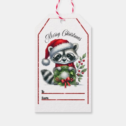 フェスティバルアライグマのクリスマスプレゼントラベル ギフトタグ (裏面)