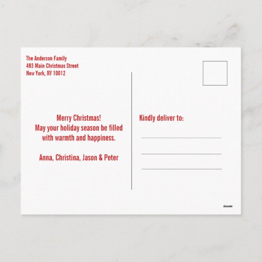 フェスティバルアーチ型フォトフレームクリスマス シーズンポストカード (裏面)