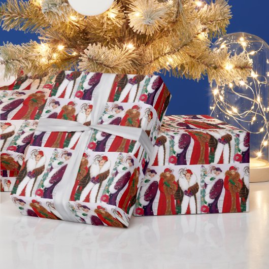 フェスティバルアートデコレトロヴィンテージクリスマスレディース ラッピングペーパー (クリスマス)