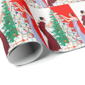 フェスティバルアートデコレトロヴィンテージクリスマスレディース ラッピングペーパー (ロールコーナー)
