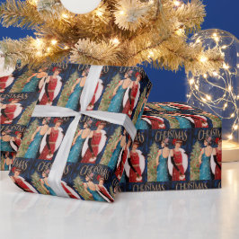フェスティバルアートデコレトロヴィンテージクリスマスレディース ラッピングペーパー