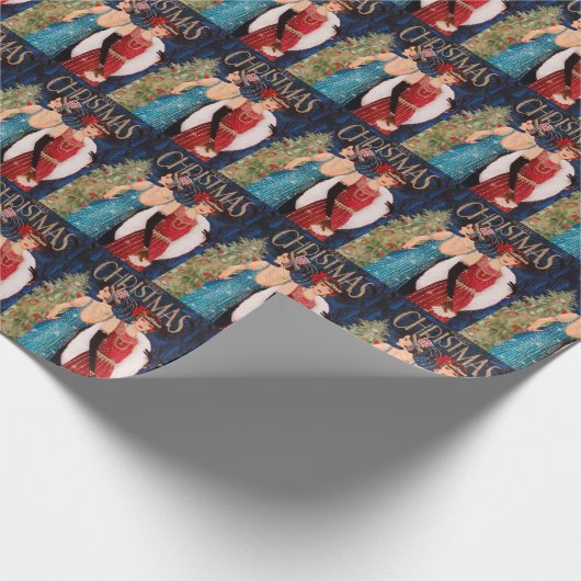 フェスティバルアートデコレトロヴィンテージクリスマスレディース ラッピングペーパー (角)
