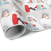 フェスティバルアートデコレトロヴィンテージクリスマスレディース ラッピングペーパー (ロールコーナー)