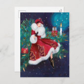 フェスティバルアートデコレトロヴィンテージクリスマスレディ シーズンポストカード (正面/裏面)