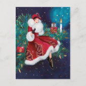 フェスティバルアートデコレトロヴィンテージクリスマスレディ シーズンポストカード (正面)