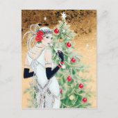 フェスティバルアートデコレトロヴィンテージクリスマスレディ シーズンポストカード (正面)