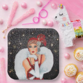 フェスティバルアートデコレトロヴィンテージクリスマスレディ ペーパープレート (パーティー)