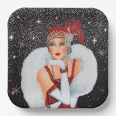 フェスティバルアートデコレトロヴィンテージクリスマスレディ ペーパープレート (正面)