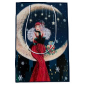 フェスティバルアートデコレトロヴィンテージクリスマスレディ ミディアムペーパーバッグ (正面)