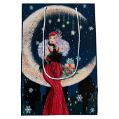 フェスティバルアートデコレトロヴィンテージクリスマスレディ ミディアムペーパーバッグ (裏面)