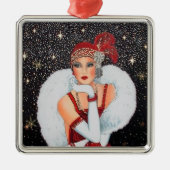 フェスティバルアートデコレトロヴィンテージクリスマスレディ メタルオーナメント (正面)