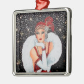 フェスティバルアートデコレトロヴィンテージクリスマスレディ メタルオーナメント (左)