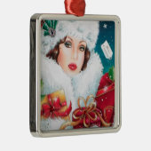 フェスティバルアートデコレトロヴィンテージクリスマスレディ メタルオーナメント (右)