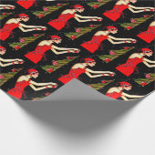 フェスティバルアートデコレトロヴィンテージクリスマスレディ ラッピングペーパー (角)