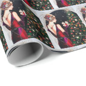 フェスティバルアートデコレトロヴィンテージクリスマスレディ ラッピングペーパー (ロールコーナー)