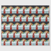 フェスティバルアートデコレトロヴィンテージクリスマスレディ ラッピングペーパー (フラット)