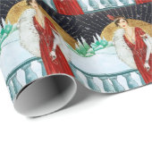 フェスティバルアートデコレトロヴィンテージクリスマスレディ ラッピングペーパー (ロールコーナー)