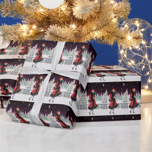 フェスティバルアートデコレトロヴィンテージクリスマスレディ ラッピングペーパー (クリスマス)