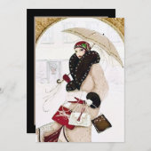 フェスティバルアートデコレトロヴィンテージクリスマスレディ 招待状 (正面/裏面)