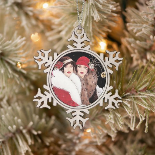 フェスティバルアートデコヴィンテージレディース スノーフレークピューターオーナメント (ツリー)