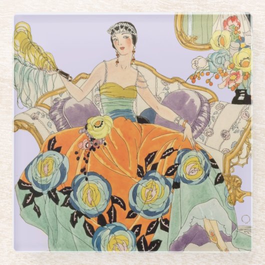 フェスティバルアールデコレディ ガラスコースター (正面)