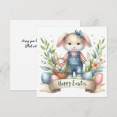 フェスティバルイースターバスケットバニーオーバーオールイラストレーション シーズンカード (正面/裏面)