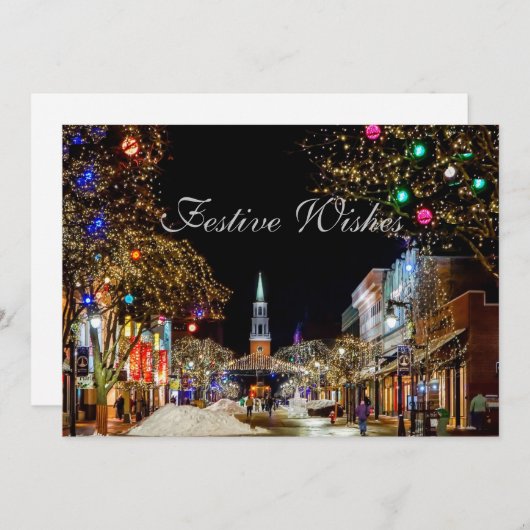 フェスティバルウィッシュ文字引用文ウィットホワイト文字ホリデー シーズンカード (正面/裏面)