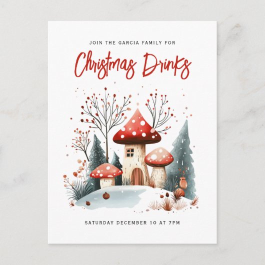 フェスティバルウィンターウッドランドクリスマス招待状 シーズンポストカード (正面)