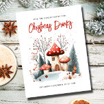 フェスティバルウィンターウッドランドクリスマス招待状 シーズンポストカード<br><div class="desc">フェスティバルウィンターワンダーランドのクリスマスポストカードの招待状。クリスマスドリンクを持っているカップルまたは家族のためのパーティー。そのデザインは水色の冬の森の風景が可愛らしい。フロントパーソナライズされたとバックで簡単に選択した文字。</div>