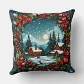 フェスティバルウィンターキャビンシーンバイクリスマスリース クッション (裏面)