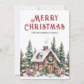 フェスティバルウィンターキャビン水の色クリスマス シーズンカード (正面)