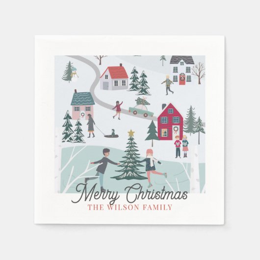 フェスティバルウィンタークリスマスタウン/ヴィレッジホリデイ スタンダードカクテルナプキン (正面)