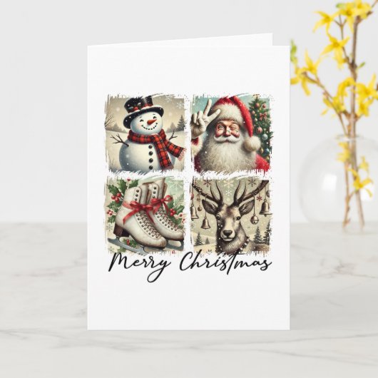 フェスティバルウィンタークリスマスホリデーコラージュ カード (黄色い花)