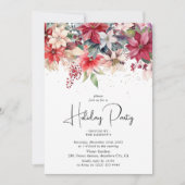 フェスティバルウィンタークリスマス花模様ホリデーパーティー 招待状 (正面)