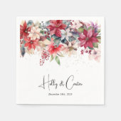 フェスティバルウィンタークリスマス花模様結婚ズ スタンダードカクテルナプキン (正面)