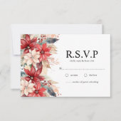 フェスティバルウィンタークリスマス花模様結婚ズ 出欠カード (正面)