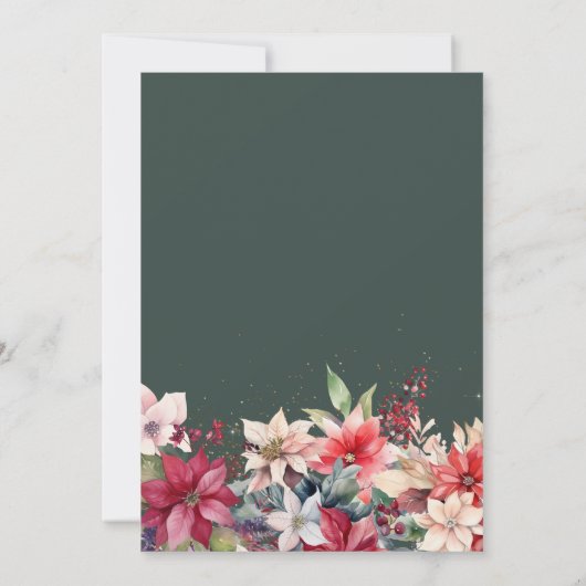 フェスティバルウィンタークリスマス花模様結婚ズ 招待状 (裏面)