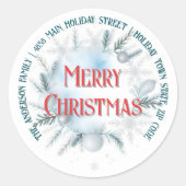 フェスティバルウィンターグリーンリークリスマス差出人住所 ラウンドシール (正面)