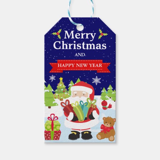 フェスティバルウィンターシーンサンタクリスマス ギフトタグ (正面)