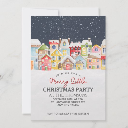 フェスティバルウィンタースノーハウストワイライトスカイクリスマス 招待状 (正面)