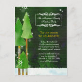 フェスティバルウィンターツリーズ素朴グリーンホリデーパーティー インビテーションポストカード (正面)