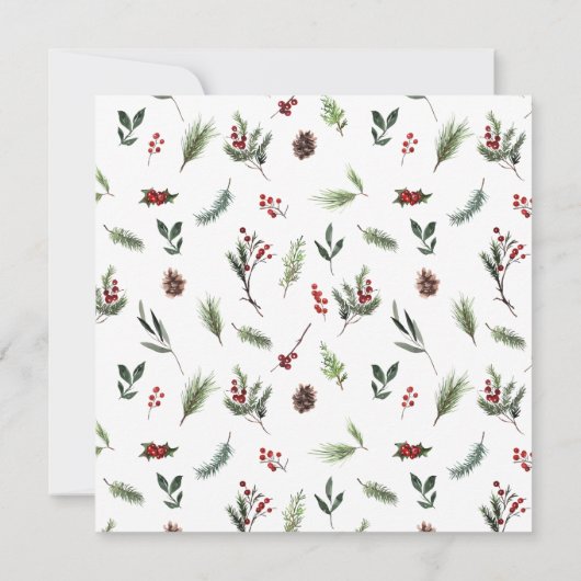 フェスティバルウィンターパインベリーボタニカルブライダルシャワー 招待状 (裏面)