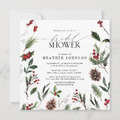 フェスティバルウィンターパインベリーボタニカルブライダルシャワー 招待状 (正面)