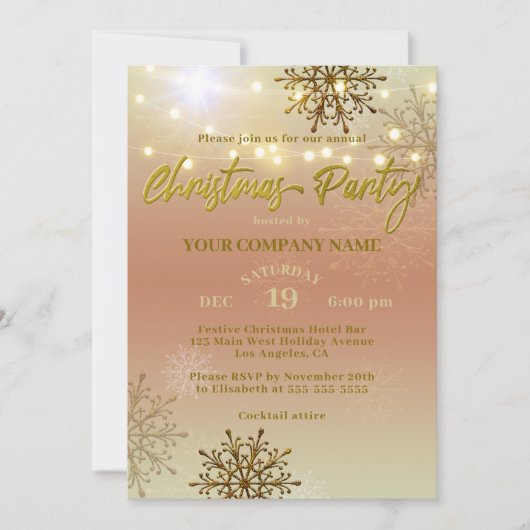 フェスティバルウィンタービジネスクリスマスパーティの招待状 招待状 (正面)
