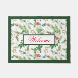 フェスティバルウィンターホリデーボタニックウェルカム ドアマット
