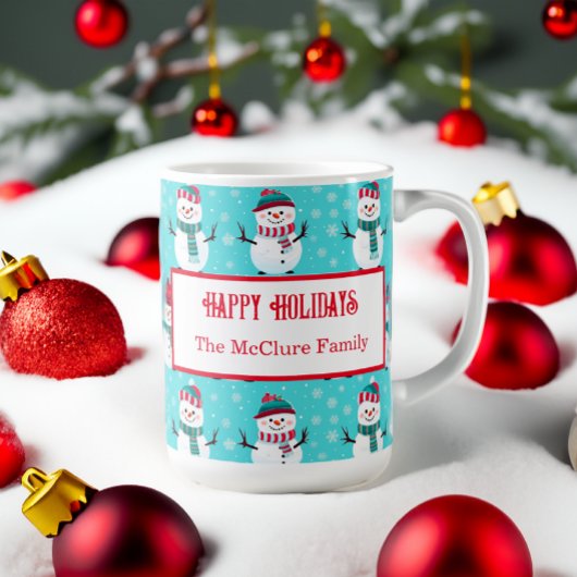 フェスティバルウィンターワンダーランドブルー雪だるまクリスマス コーヒーマグカップ