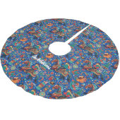 フェスティバルウェスタン女性のカーボーイブルークリスマス ブラッシュドポリエステルツリースカート (アングル)